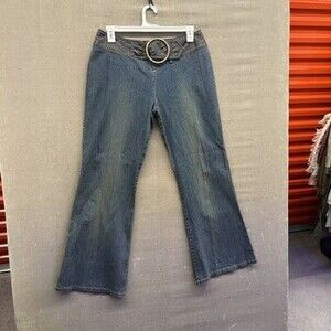 Joe Boxer Womens Jeans Blue Belted Flare Y2K Size 15 New with Tags